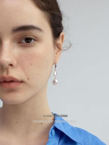 18K Gold Plated S925 Sterling Silver Dangle Earrings for Women Lightweight Double Pearl Earrings Wedding Trendy Jewelry Christmas Gift in Saudi Arabia