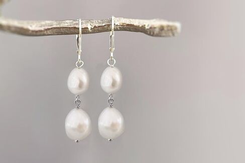 18K Gold Plated S925 Sterling Silver Dangle Earrings for Women Lightweight Double Pearl Earrings Wedding Trendy Jewelry Christmas Gift in Saudi Arabia