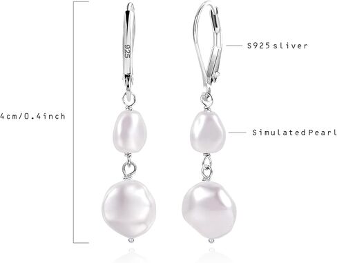 18K Gold Plated S925 Sterling Silver Dangle Earrings for Women Lightweight Double Pearl Earrings Wedding Trendy Jewelry Christmas Gift in Saudi Arabia