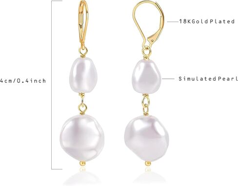 18K Gold Plated S925 Sterling Silver Dangle Earrings for Women Lightweight Double Pearl Earrings Wedding Trendy Jewelry Christmas Gift in Saudi Arabia