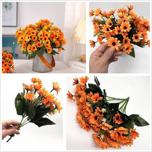 زهور الأقحوان المزيفة من PASYOU، نباتات الأقحوان الاصطناعية، 4 حزم من الزهور البرية المصنوعة من الحرير الصناعي، شجيرات بلاستيكية للديكور الداخلي والخارجي، باقة الزفاف، ترتيب طاولات الزارع، ديكور DIY - أرجواني in Kuwait