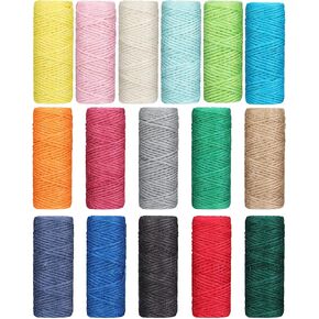 16 Rolls Colorful Jute Twine 2 mm x 875 Yards Colorful String Christmas Wrapping for DIY 3 Ply Twine String for Crafts Artworks and Embellishments Gift Wrapping Plant Hanging Christmas Tree Decoration