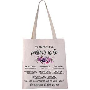 VAMSII Gift for Pastor's Wife To My Faithful Pastor's Wife Tote Bag Pastor Wife Appreciation Gifts For Women Shopping Bag