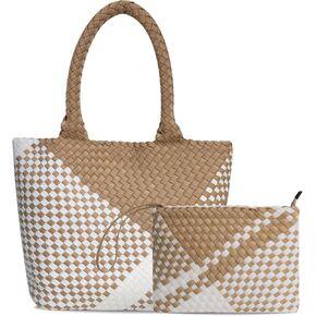 Woven Tote Bag for Women, Neoprene Bag purses, Beach Travel Shoulder Bag, and Top Handle Handbags