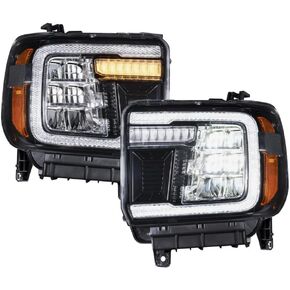 Sequential LED Reflector Headlights compatible with GMC Sierra 1500/2500/3500 2014-2018 (pair)