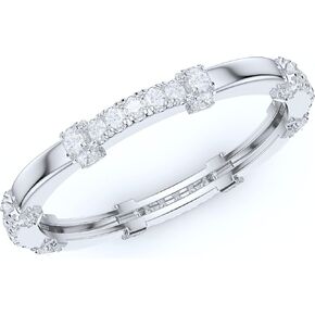 14k White Gold Petite Wave Shape Simulated Diamond or Genuine Moissanite Wedding Band Eternity Ring