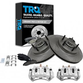TRQ Front Brake Calipers Ceramic Pads & Rotors Compatible with 1997-2000 Ford F-150