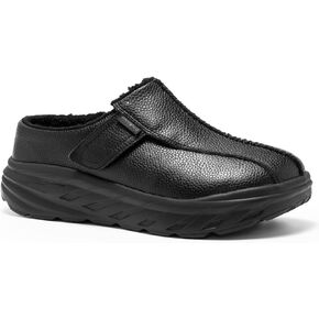 OrthoComfoot Men's Orthopedic Wide Winter Slippers for Diabetic: Comfortable Arch Support Leather Dress Shoes for Plantar Fasciitis, Casual Orthotic Hammer Toes Walking Shoes for Foot and Heel Pain