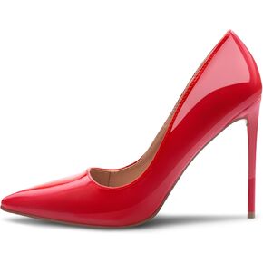 Women's Pumps Slip On High Heels with Pointed Toe 4Inch Stiletto Bridal Party Dress Heels for Casual,Lucy-Red Pu-9-O1