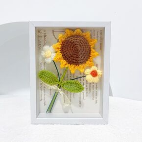 8.7x 6.8 inches Crochet Sunflower and Daisy Picture Frame,Hand-Knitted Yarns Sunflower Photo Frame, for Wall or Desktop Decor,for Gift