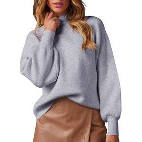 cordat Women's 2024 Turtleneck Balloon Sleeves Loose Chunky Knitted Pullover Sweaters