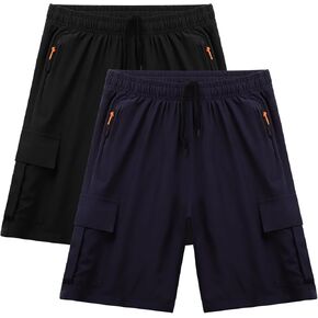 Youth Boys Loose Athletic Shorts Quick Dry Shorts with Zipper Pockets for Outdoor Sports Basketball Hiking