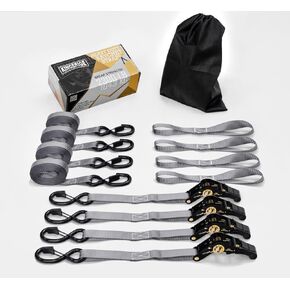 Heavy Duty Ratchet Straps - 2300lb Break Strength,4 Pack with Soft Loops and High Break Strength for Secure Transport of Motorbikes, ATVs - Ideal for Trucks, Trailers, and Pickup Ratchet