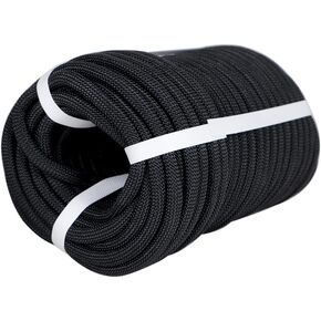 Premium Polyester Braid Rope, 3/8IN 100FT, 3520 lb High Strength Arborist Bull Rope, Multi Purpose Strong Pulling Rope, for Gardening, Camping and Swing (Yellow and Black)