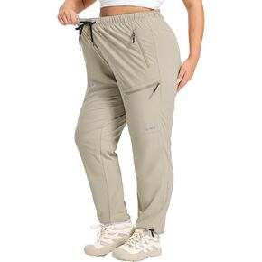 BALEAF Plus Size Pants for Women Hiking Cargo Water Resistant UPF 50+ Cargo Joggers Zipper Pockets