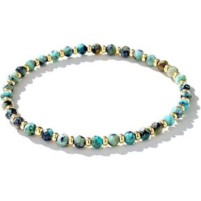 14k Plated Gold Beaded Pearl Bracelets stack, Gold Bracelets Non Tarnish Gold Pearl Bracelets Stretch for Women Bead Ball Bracelet Jewelry Gifts