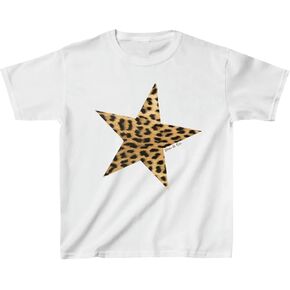 Y2k Cute Star Graphic Baby Tee Short Sleeve Print Crop Top Aesthetic Vintage Teen Girl School Season Shirts Streetwear