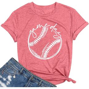 Baseball Game Day T-Shirt Mom Fun Ladies Printed Retro Baseball Pattern Casual Short-Sleeved top in Kuwait