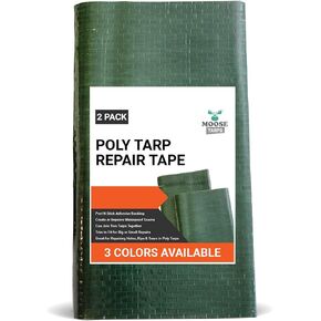 Heavy Duty Tarp Waterproof Poly Repair Tape, UV Resistant, Strong Adhesive Weatherproof Patch Kit, Repairs Holes, Patches, Rips, Tears, Frayed Edges in Tarps, Tents, 2 Pack, Silver