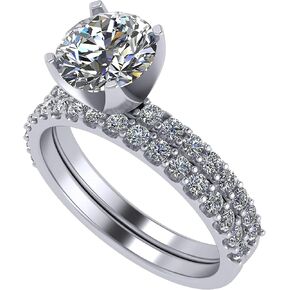 NANA Jewels 2.00ct Pure Brilliance Zirconia Engagement Ring Wedding Set Round Brilliant Cut Solitaire in Silver Size 11.5