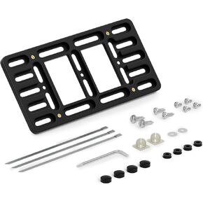 Front License Plate Bracket Holder - Universal License Plate Frame for Car Truck Van SUV with Stainless Steel Screws and Anti-Theft Bolt Caps, Metal Ties and Wrench Set