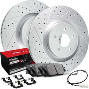 R1 Concepts Rear Brakes Pads and Rotors Kit| Rear Brakes Rotors| Rear Rotors And Brake Pads Kit| Optimum OEp Brakes and Rotors| Brake Kit|Hardware| Fit 2003-2015 Audi Q7, Porsche Cayenne