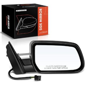 A-Premium Passenger Side Power Door Mirror - Compatible with Chevrolet Equinox 2016-2017 & GMC Terrain 2015-2017 - Heated Manual Folding Black Outside Rear View Mirror w/Blind Spot Detection