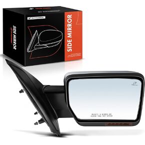 A-Premium Passenger Side Power Door Mirror - Compatible with Ford F-150 2011 2012 2013 2014 - Heated Power Folding Chrome Outside Rear View Mirror with Turn Signal - Replace# BL3Z17682EA, 9L3Z17682EB