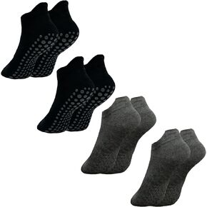 Pilates Socks with Grips for Women Non-slip Yoga Grip Socks for Barre Dance Barefoot Workout 4 Pairs
