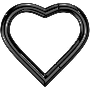Pierced Owl 18GA F136 Implant Grade Titanium Heart Shaped Hinged Segment Ring
