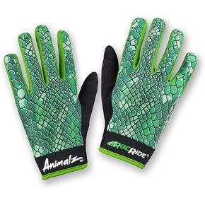 Animalz Full Finger Mens Cycling Gloves with Screen Compatible Tips. Mountain Biking, Road and BMX. Expressive Animal Print Designs.