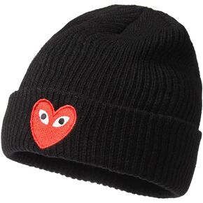 Winter Beanie Hat Pattern The Arts Beanie - Skull Cap Crochet Kint Hat Slouchy Beanies for Women Men Gift (Black Beanie)