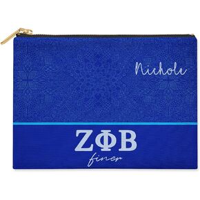 BBGreek Zeta Phi Beta Sorority Paraphernalia - Cosmetic Case, Makeup Pouch, Travel Bag Organizer Collection - Official Vendor