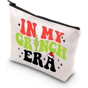 JNIAP Christmas Green Monster Makeup Bag Christmas Monster Gifts Christmas Green Monster Zipper Pouch Green Monster Inspired Gifts (In My Grinc)