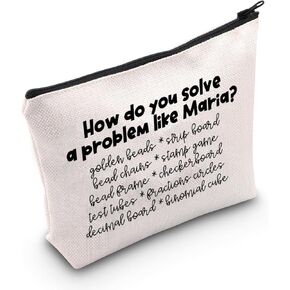 WCGXKO Montessori Teacher Gift How Do You Solve A Problem Like Maria Zipper Pouch Makeup Bag (B-Like Maria)