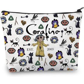 BDPWSS Coraline Fans Makeup Bag The Secret Door Thriller Movie Inspired Gift Ghost Mother Merchandise Zombie Inspired Gift (Corali 2009)