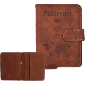 Passport Holder for Travel, RFID Passport Holder, Brown Passport Cover Case, Passport Wallet PU Leather Passport Book Travel Wallet with Card Holder Travel Must Haves Accessories for Women and Men