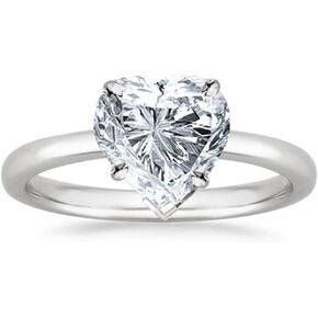 14K White Gold 1-5 Carat Lab Grown Solitaire Heart Cut IGI Certified Diamond Engagement Ring (H-I Color VS2-SI1 Clarity)