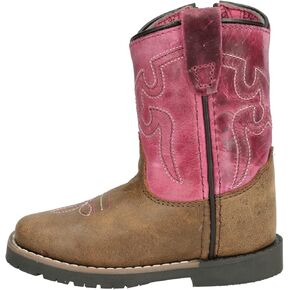 Smoky Mountain Toddler-Girls' Autry Western Boot Square Toe Brown/Pink 7 D