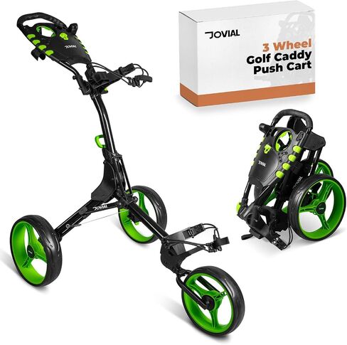 3 Wheel Collapsible Junior Golf Cart, Upper and Lower Brackets with Elastic Strap, Simple Quick Braking System, Golf Trolley Accessories, with New Deluxe Scorecard Holder and Bag Holder in Saudi Arabia
