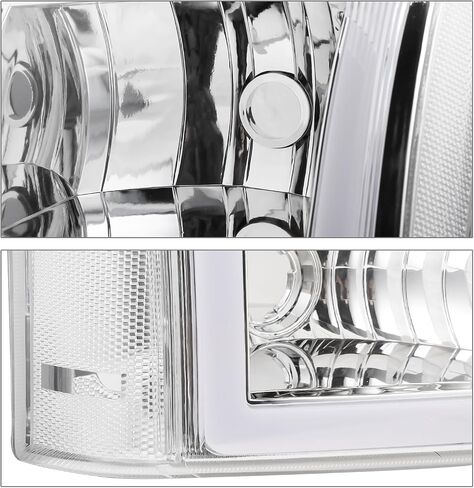 مجموعة المصابيح الأمامية M-AUTO L+R مع شريط ضوء النهار LED DRL متوافق مع 03-04 Chevy Silverado 2500، 03-06 Silverado 1500 1500HD 2500HD 3500/Avalanche 1500 2500 in Saudi Arabia