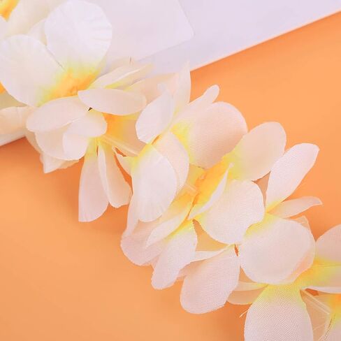 ماهالو الأزهار ليز، اكاليل هاواي ليز، هاواي لوا زهرة اصطناعية ليز القلائد لهاواي لوا لوازم الحفلات ديكور حفلات الأطفال وديكور حفلات التخرج (12، أبيض) in Kuwait