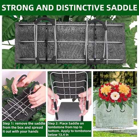 Lodou Artificial Cemetery Flower Saddles,Headstone Flower Saddle,Silks Artificial Cemetery Flowers for Outdoor Cemetery Headstones Memorial Decorations (red) in Saudi Arabia