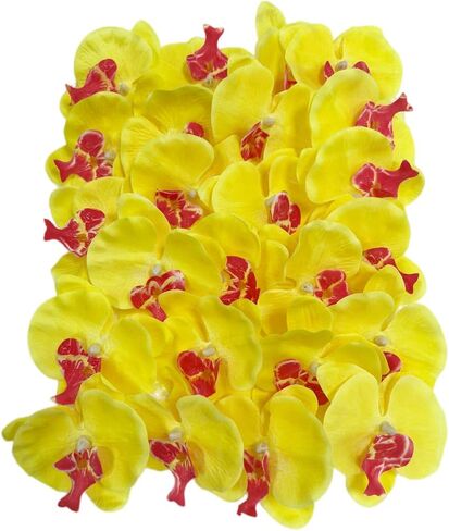 Corkwaw 50 Pcs Orchid Petals Artificial Decorations Orchids Heads Flowers Faux Silk Phalaenopsis Butterfly Flower Heads for Handmade DIY Home Wedding Party Decoration (Blue) in Saudi Arabia
