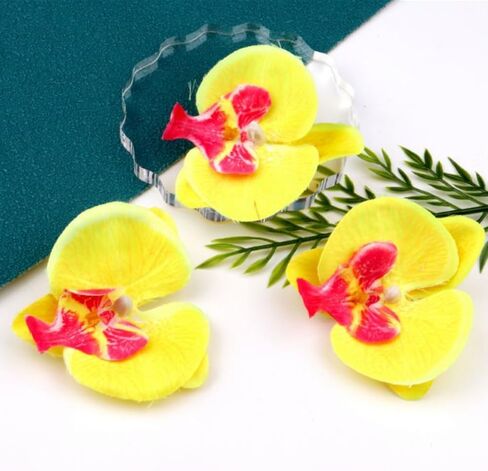 Corkwaw 50 Pcs Orchid Petals Artificial Decorations Orchids Heads Flowers Faux Silk Phalaenopsis Butterfly Flower Heads for Handmade DIY Home Wedding Party Decoration (Blue) in Saudi Arabia