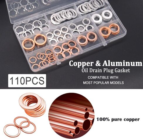 150PCS Crush Washer Engine Oil Drain Plug Gasket Assortment,9 Type Oil Crush Washer Seals Kit M11 M12 M14 M16 M18 M20 in Saudi Arabia