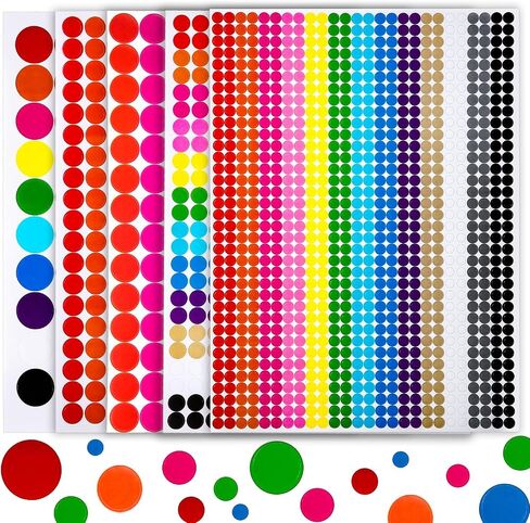 Boao Colored Round Dot Stickers Circle Dot Labels, Neon Colors Labels (2374 Pieces, Assorted Sizes) in Saudi Arabia