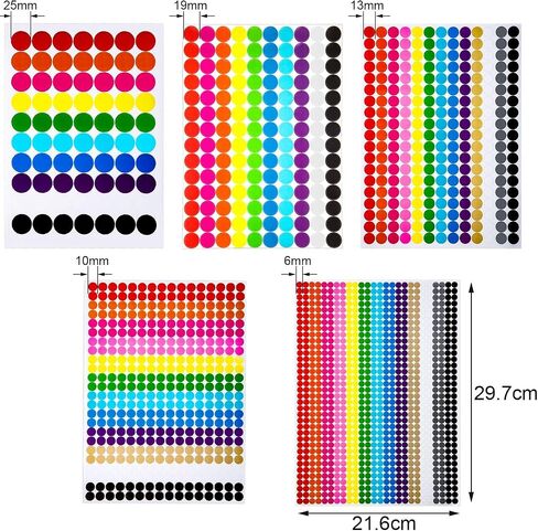 Boao Colored Round Dot Stickers Circle Dot Labels, Neon Colors Labels (2374 Pieces, Assorted Sizes) in Saudi Arabia