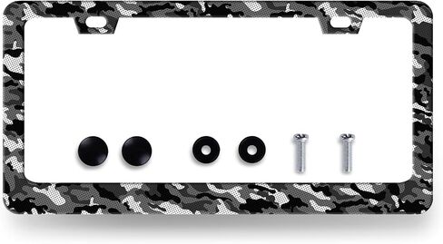Camo Printed License Plate Frame Grey Camouflage License Plate Holder for Front and Rear Car Tags Stainless Steel Funny License Plate Cars Auto Parts Decoration 6.3 X 12.2 Inch in Saudi Arabia
