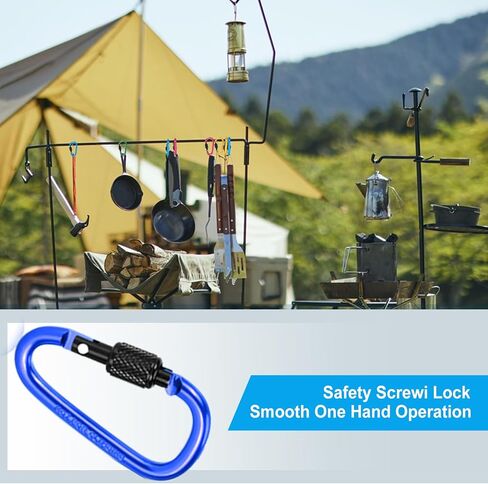 10 قطع من حلقات مفاتيح الالومنيوم على شكل حرف D من ايبوبو، مشابك تسلق للتنزه والتخييم والصيد والاستخدام الخارجي، مشابك مع بوابة لولبية in Kuwait